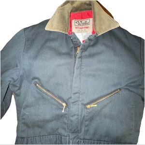 Walls Men's Blue Coveralls with Tan Collar SZ Small Unisex
